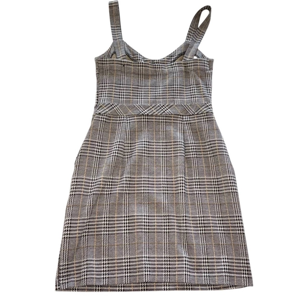 NWOT Abercrombie & Fitch Dress Tan Houndstooth Plaid Sleeveless Mini Sz S - Picture 5 of 8